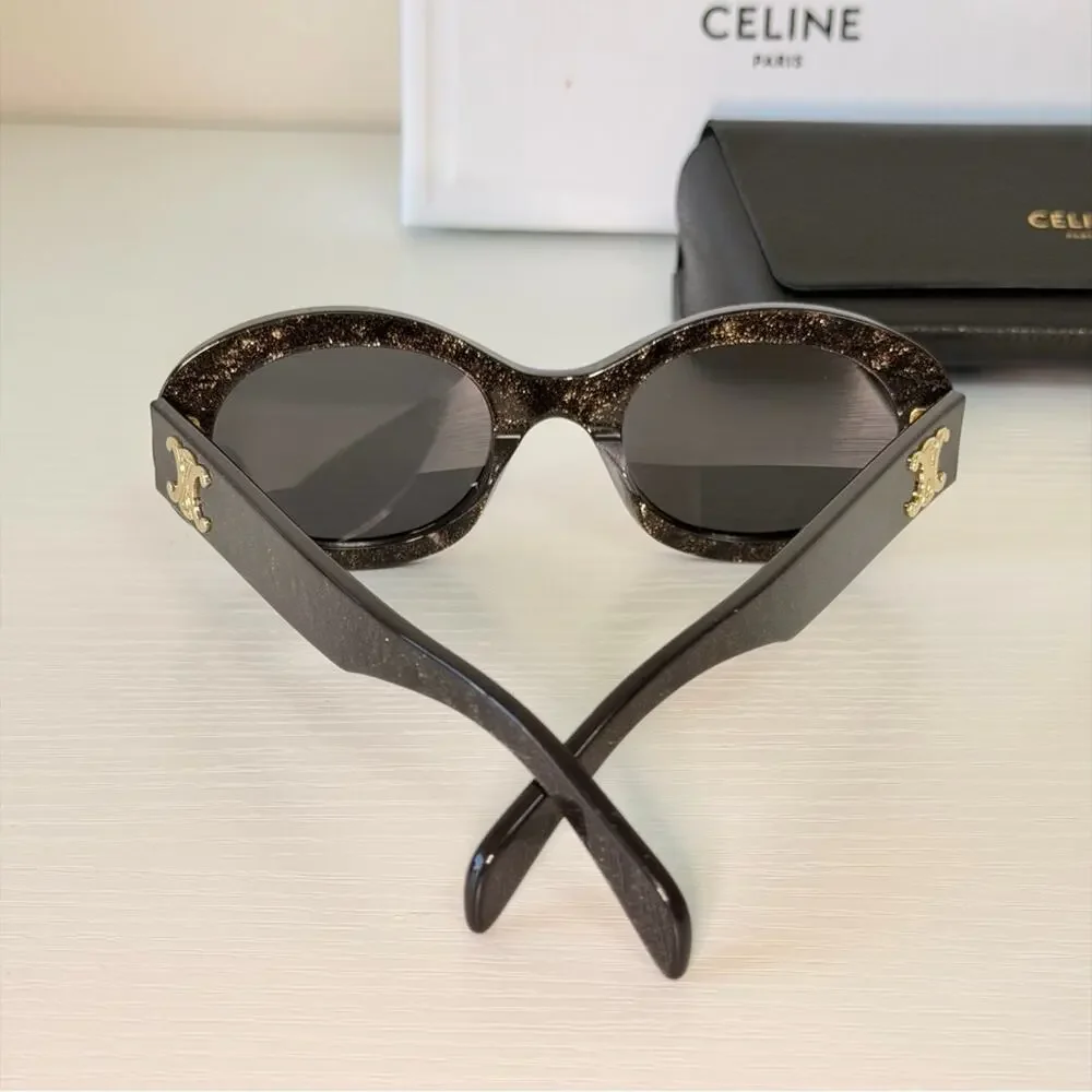 New! Celine Black Glitter Triomphe Sunglasses, CL40194U 03A, Authentic